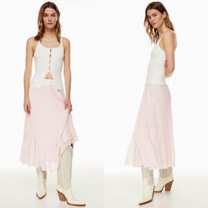 Aritzia Wilfred Twirl Pleated Skirt Mochi Pink